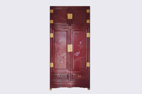铜仁高端中式家居装修深红色纯实木衣柜