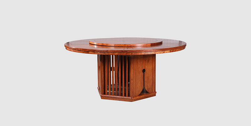 铜仁中式餐厅装修天地圆台餐桌红木家具效果图