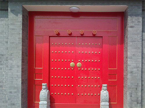 铜仁中国传统四合院系列朱红色中式木制大门木作